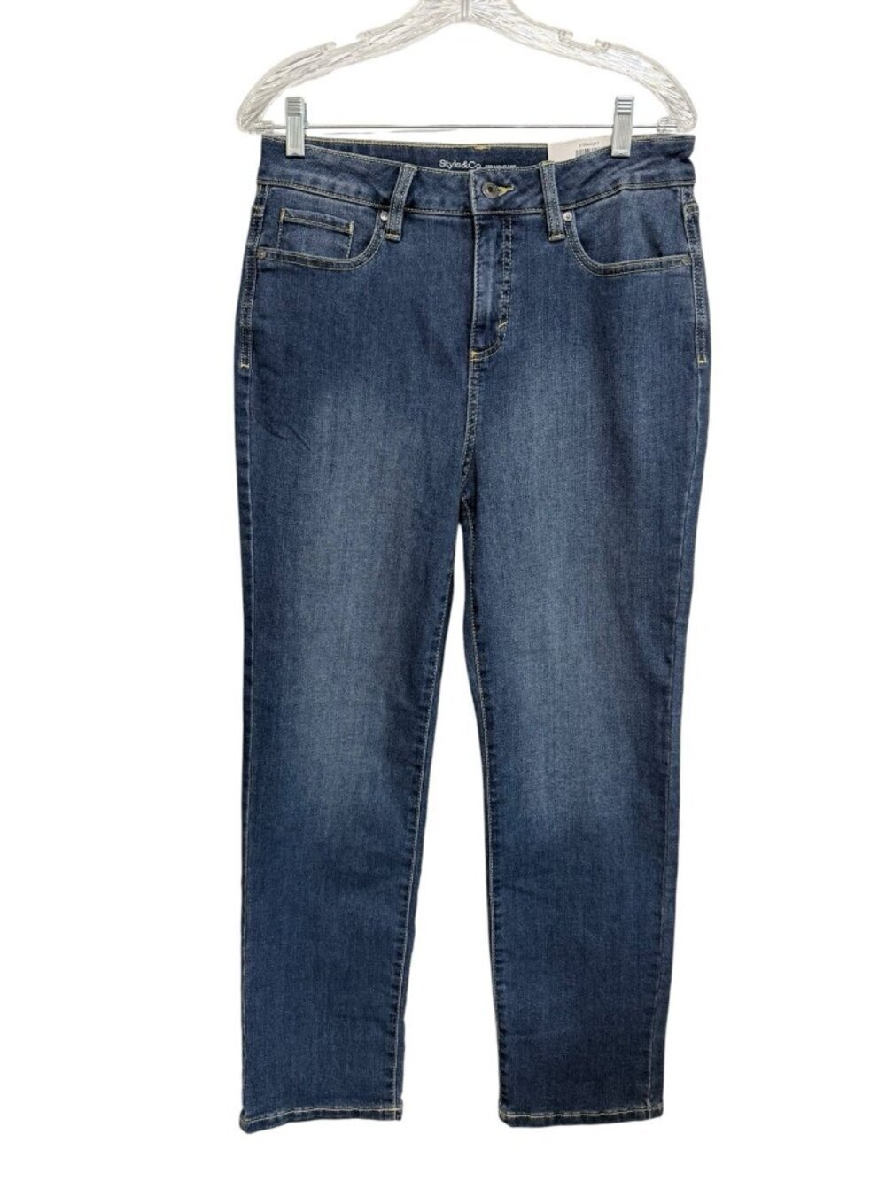 NWT Style & Co Straight Slimming Pocket High Rise Jeans Size 10P Moddy Blue